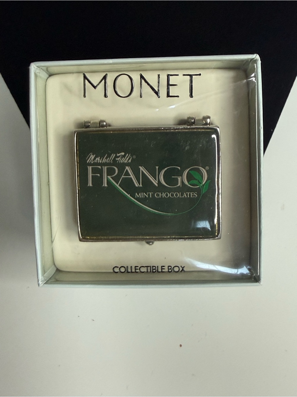 Monet Frango Mint Enamel Collectible Trinket Box… Vintage Marshall Field’s small